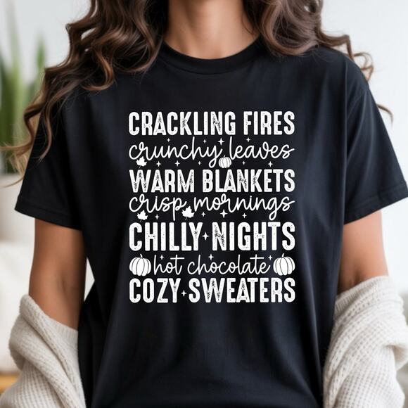 Women Fall Shirt Crackling Fires Tee Faith Graphic Print Unisex - Picture 3 of 4